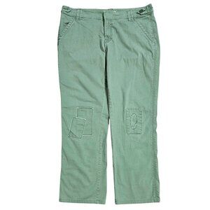 Cabi 375 Army Green Straight Leg Cargo Pants Patchwork Trim Utility
